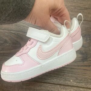 Infant girls Nike Court Borough Low 2 SE White/Pink Foam (DQ0493 100)